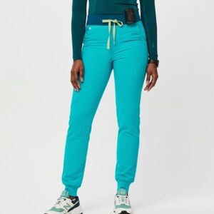 Figs Teal High Waisted Zamora Joggers